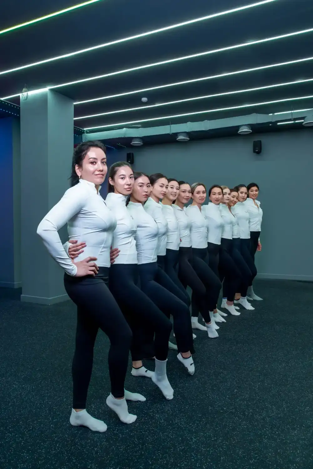 Stretching in a women-only studio in Astana